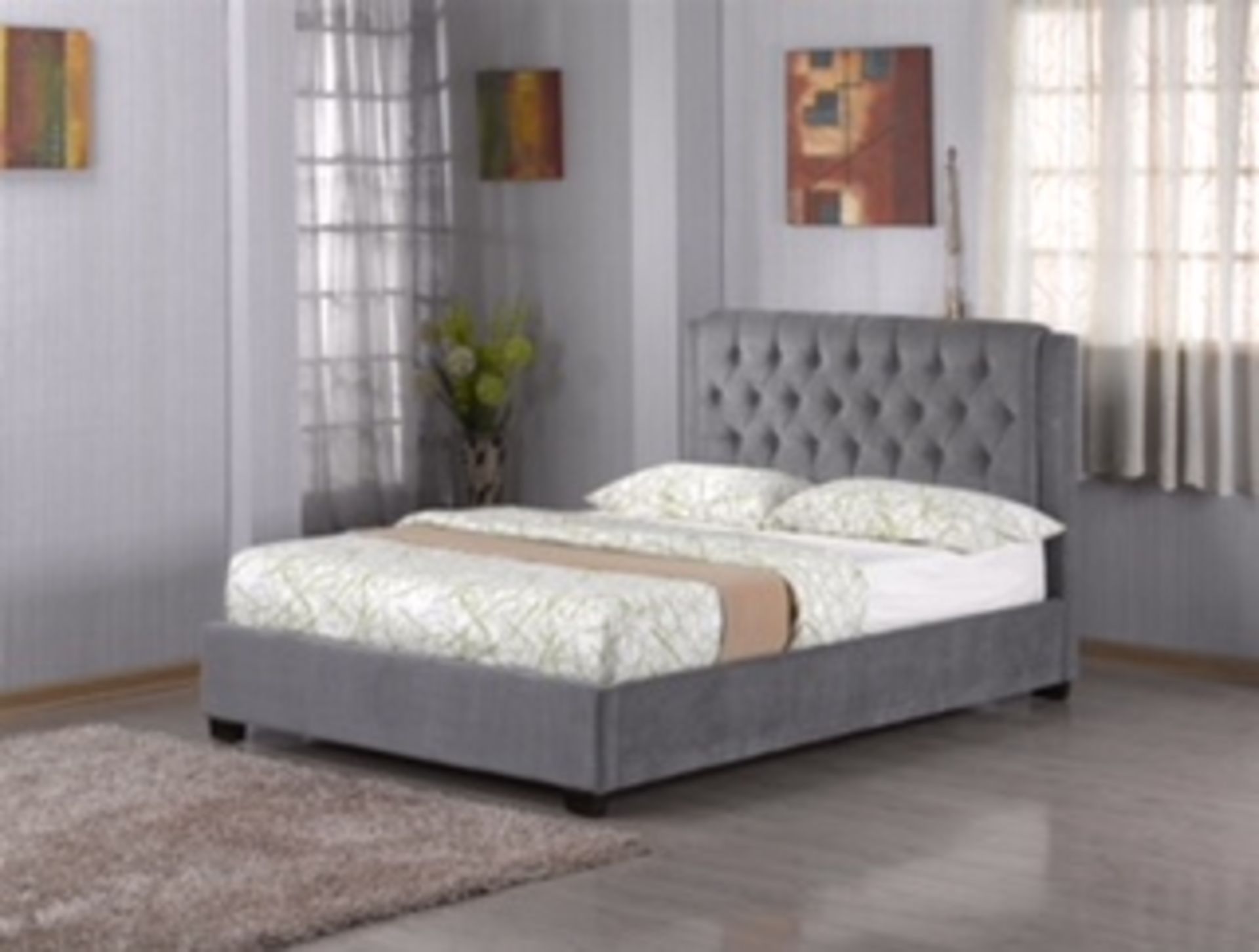 Brand new boxed double Alden bedstead in grey