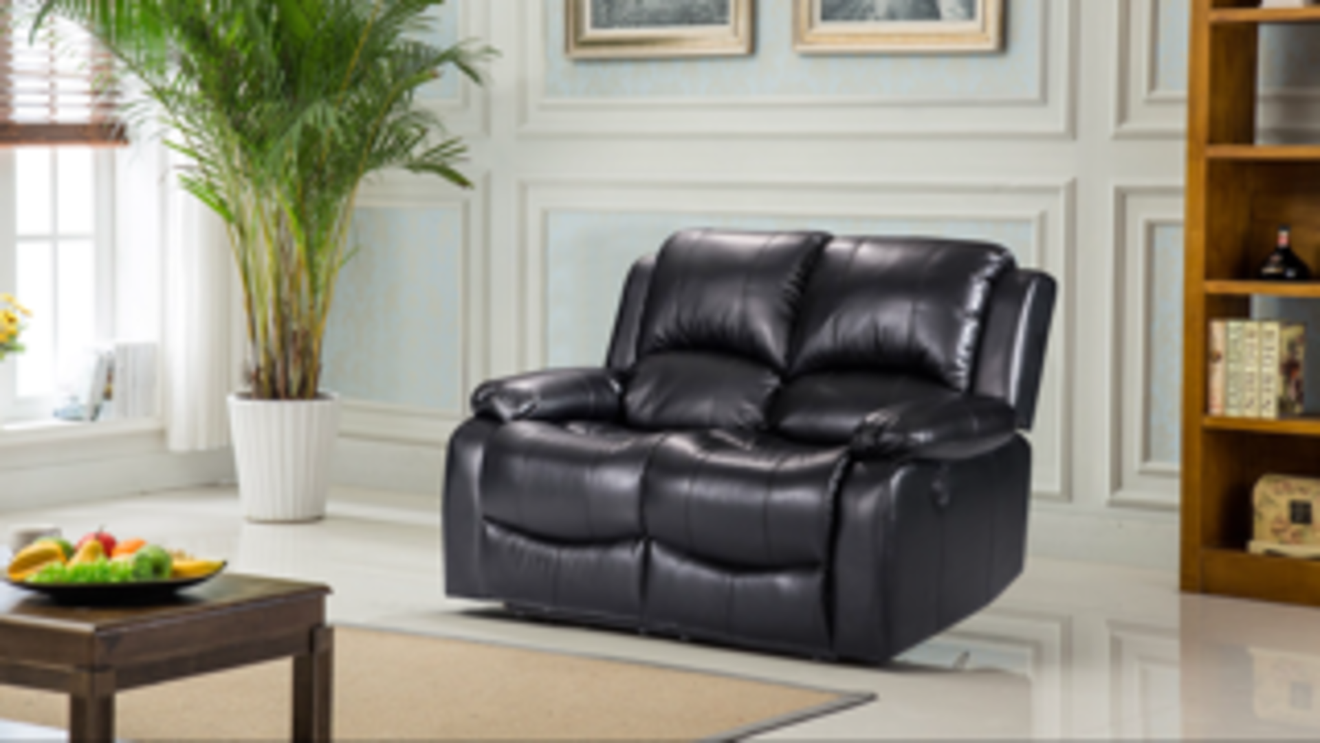 Brand new boxed Vancouver 3 seater plus 2 seater black leather reclining sofas - Image 2 of 3