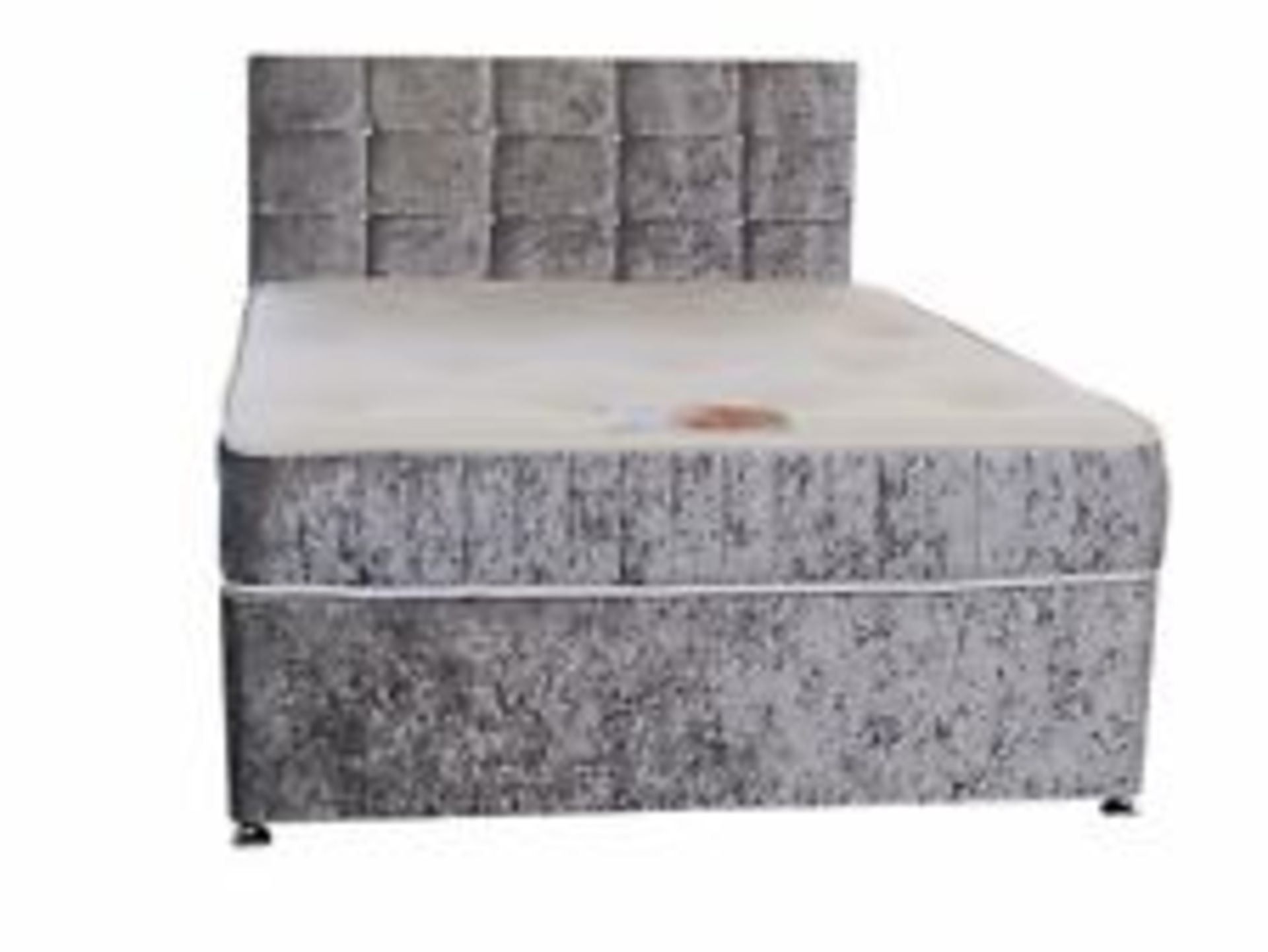 Brand New Luxury Double 1000 Pocket Sprung Divan Bed Including Headboard In Silver Crushed Velvet