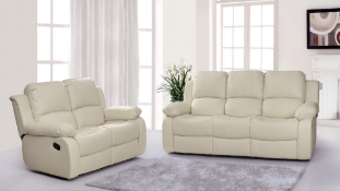 Brand new boxed 3 seater plus 2 seater supreme Valence cream leather reclining sofas