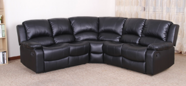 Brand new boxed Vancouver black leather reclining corner sofa