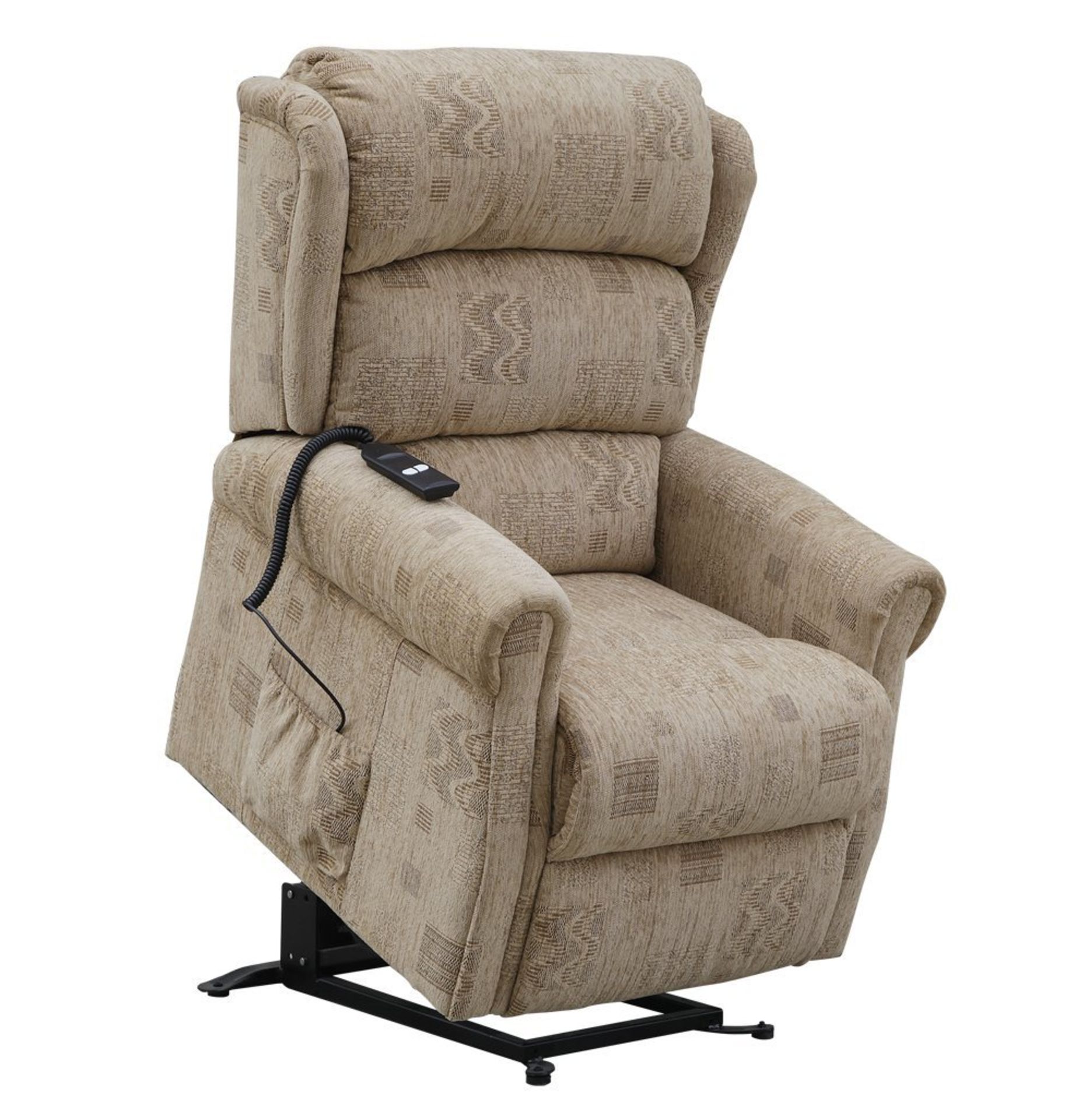 Brand New Boxed Cambridge Fabric Electric Rise And Recliner Chair In Soho Patchwork Oatmealæ