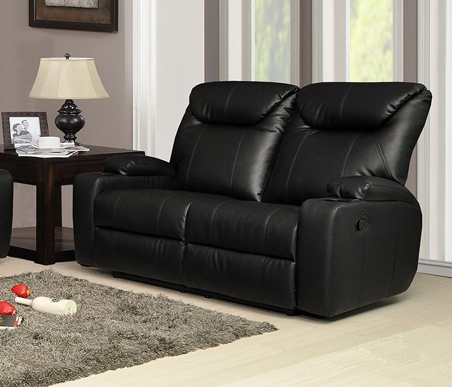 Brand New Boxed 3 Seater Plus 2 Seater Lazyboy Black Leather Manual Reclining Sofas - Bild 3 aus 3