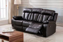 Brand New Boxed Manhattan 2 Seater Black Leather Electric Reclining Sofa