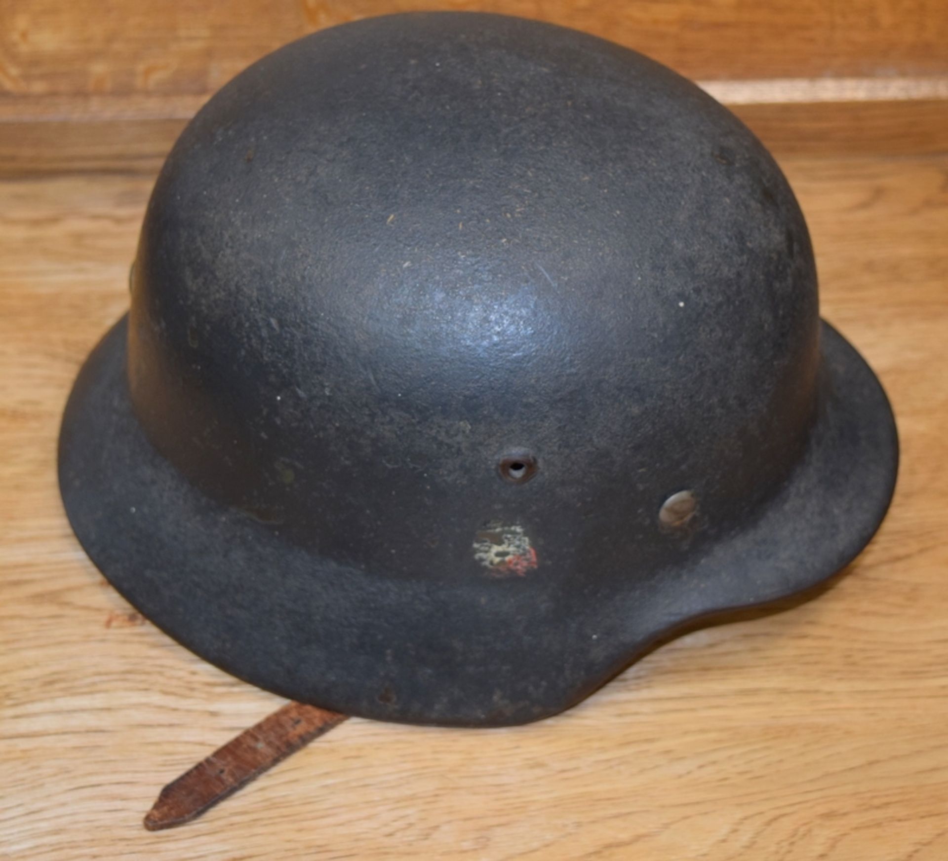 WW2 German M40 SE64 Helmet with double decals, Original leather liner and chin strap