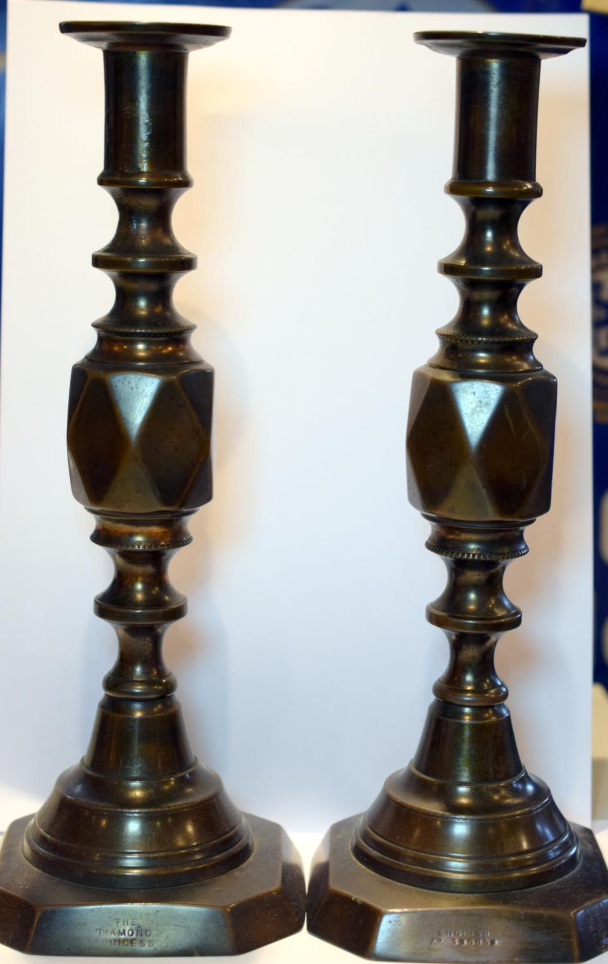 Rare Princess Diamond Bronzed Candlesticks With Rd For 1902