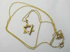 9ct Gold Star Of David Pendant On Gold Chain