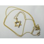 9ct Gold Star Of David Pendant On Gold Chain