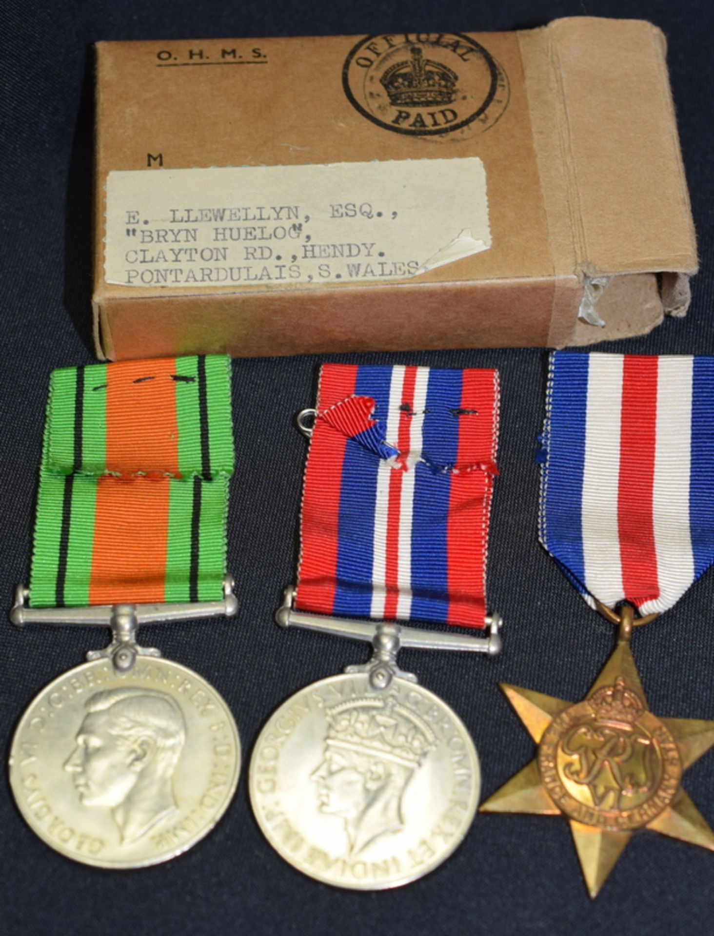 Set Of Three WW2 British Medals Complete With Original Box