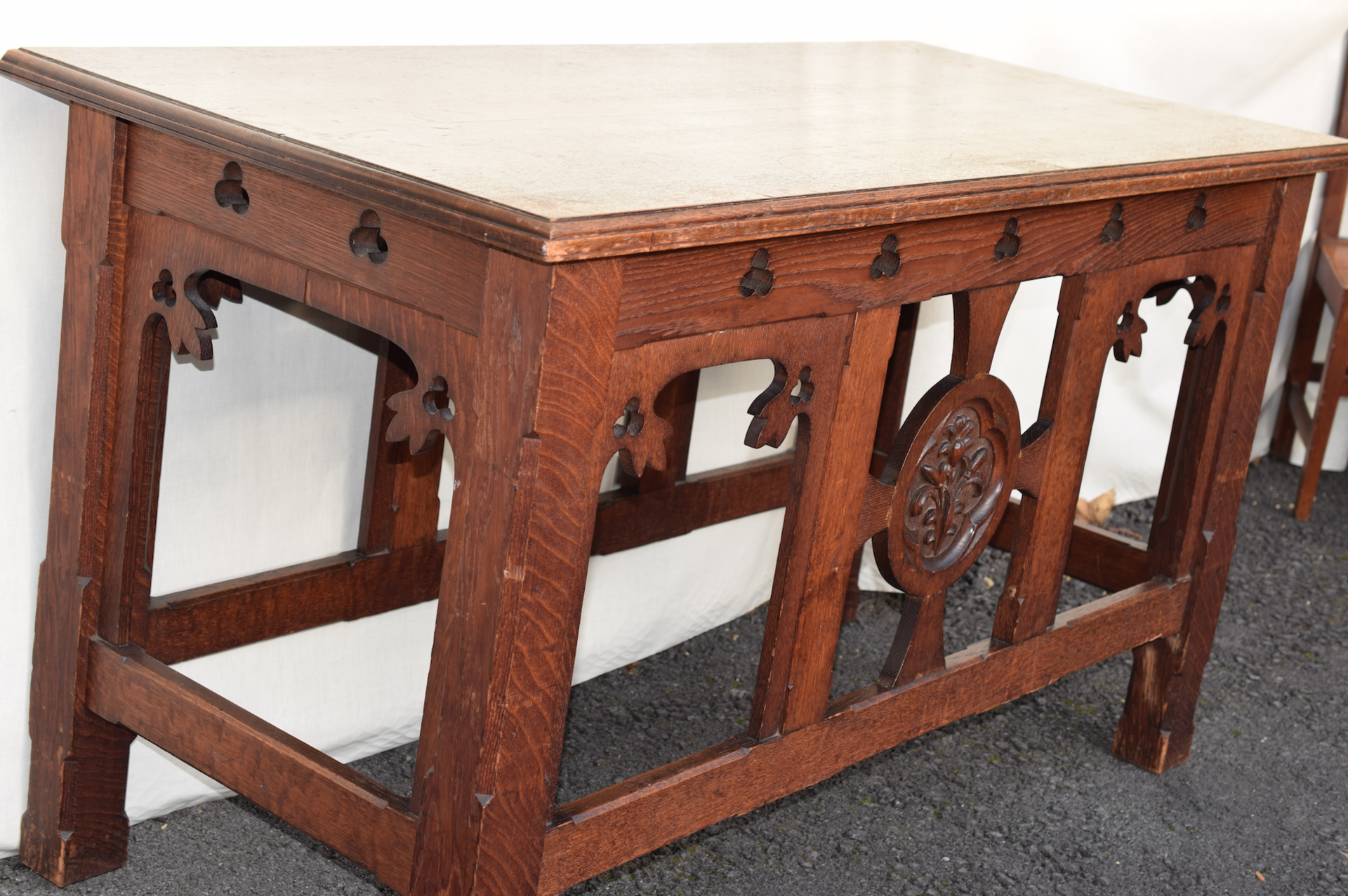 Dark Oak Ecclesiastical Altar Table c1800s - Image 3 of 4