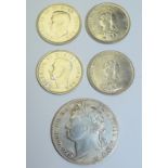 Lot of 4 Shillings And One George 1111 Half Crown