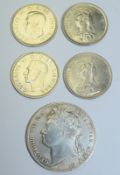 Lot of 4 Shillings And One George 1111 Half Crown