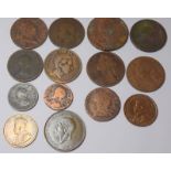 Lot of 14 Old Copper Coins