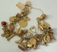 9ct Double Curb Charm Bracelet With 39 Charms