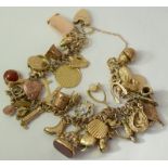 9ct Double Curb Charm Bracelet With 39 Charms