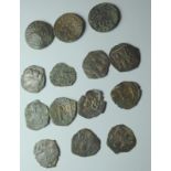 Lot of 14 Bronze Hammered Coins (Perhaps Spanish?)