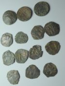 Lot of 14 Bronze Hammered Coins (Perhaps Spanish?)