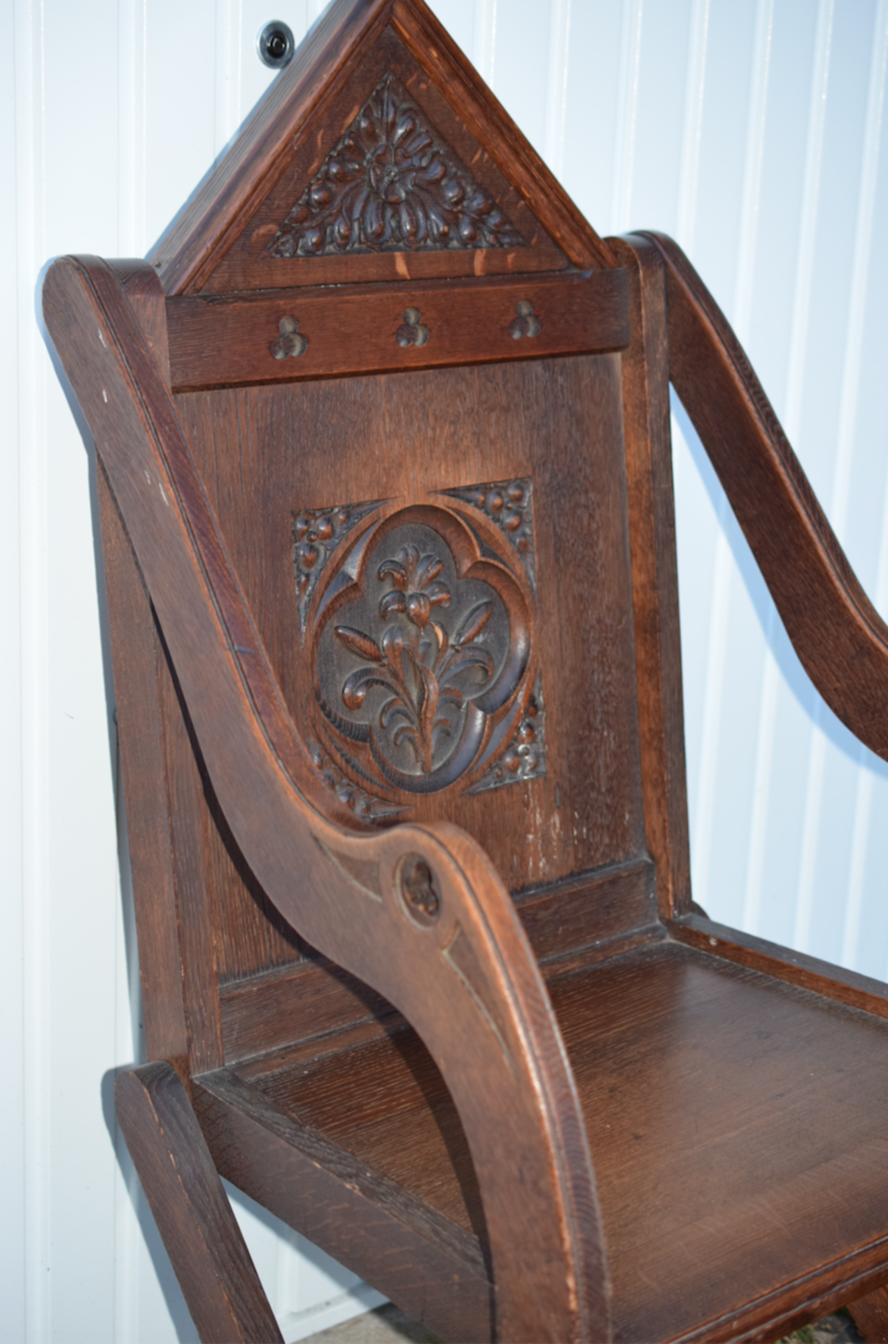 Dark Oak Glastonbury Bishop's Chair c1800s - Image 5 of 6