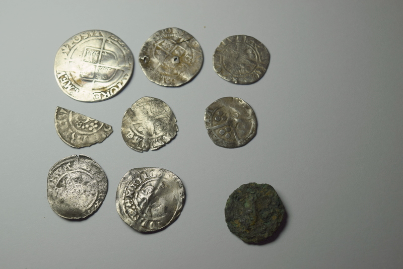 Lot of 8 Silver Hammered Coins And One Bronze