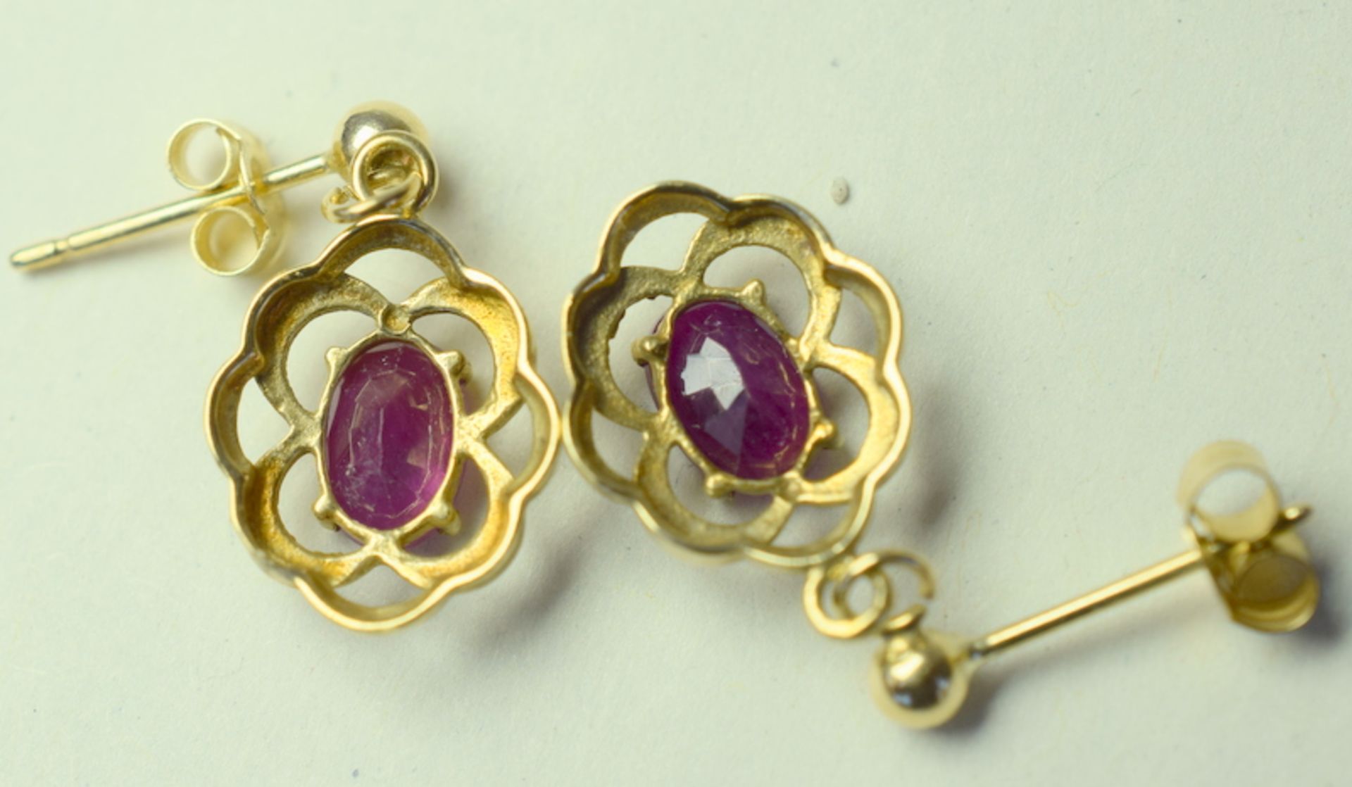 9ct Gold and Ruby Drop Earrings - Image 3 of 3