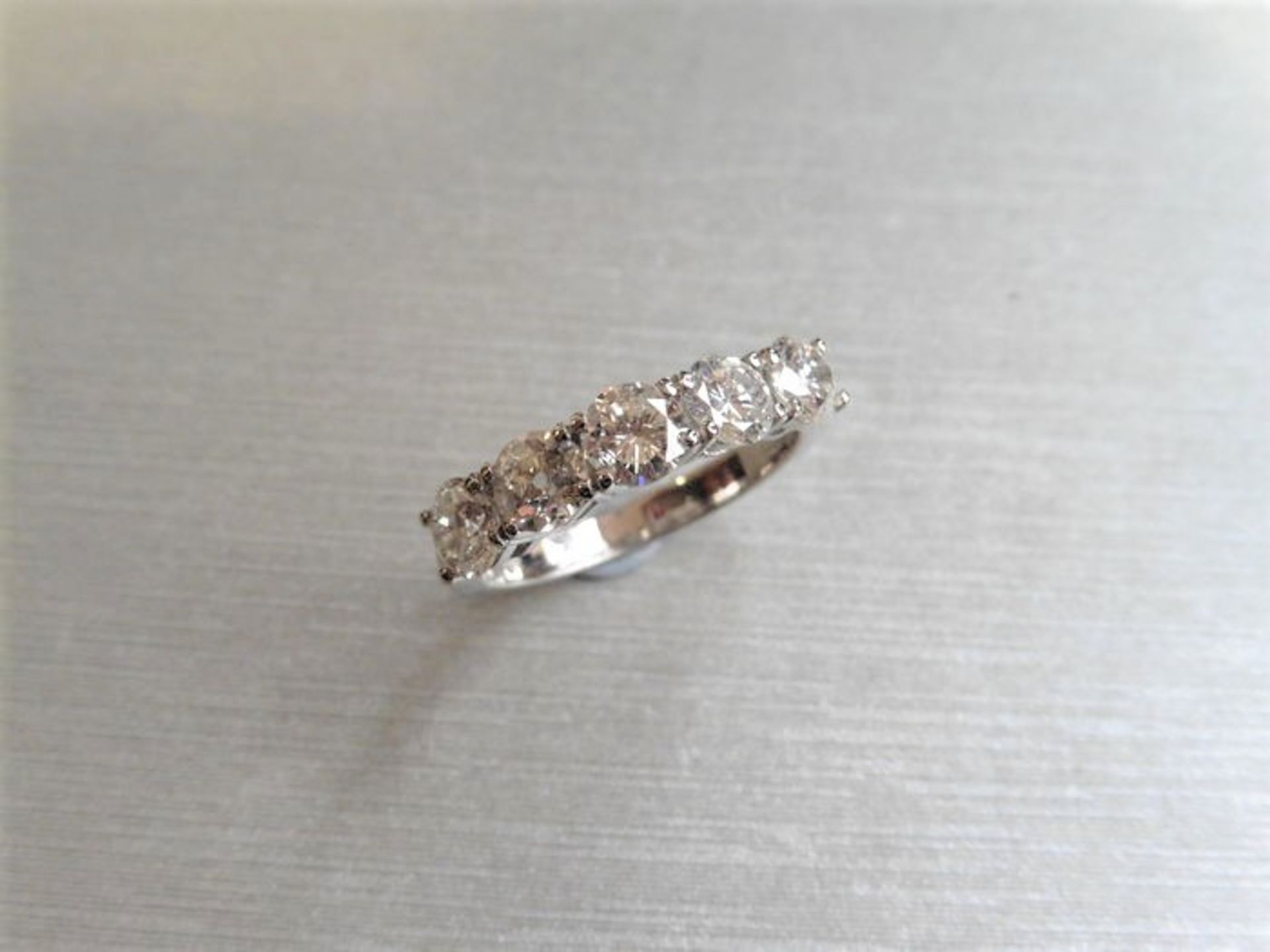 1.50ct diamond five stone ring. 5 brilliant cut diamonds, I colour, si2-3 clarity. 4 Claw setting in