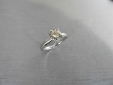 1.04ct diamond solitaire ring set in platinum 950. K colour and I1 clarity. 4 claw setting. Size N