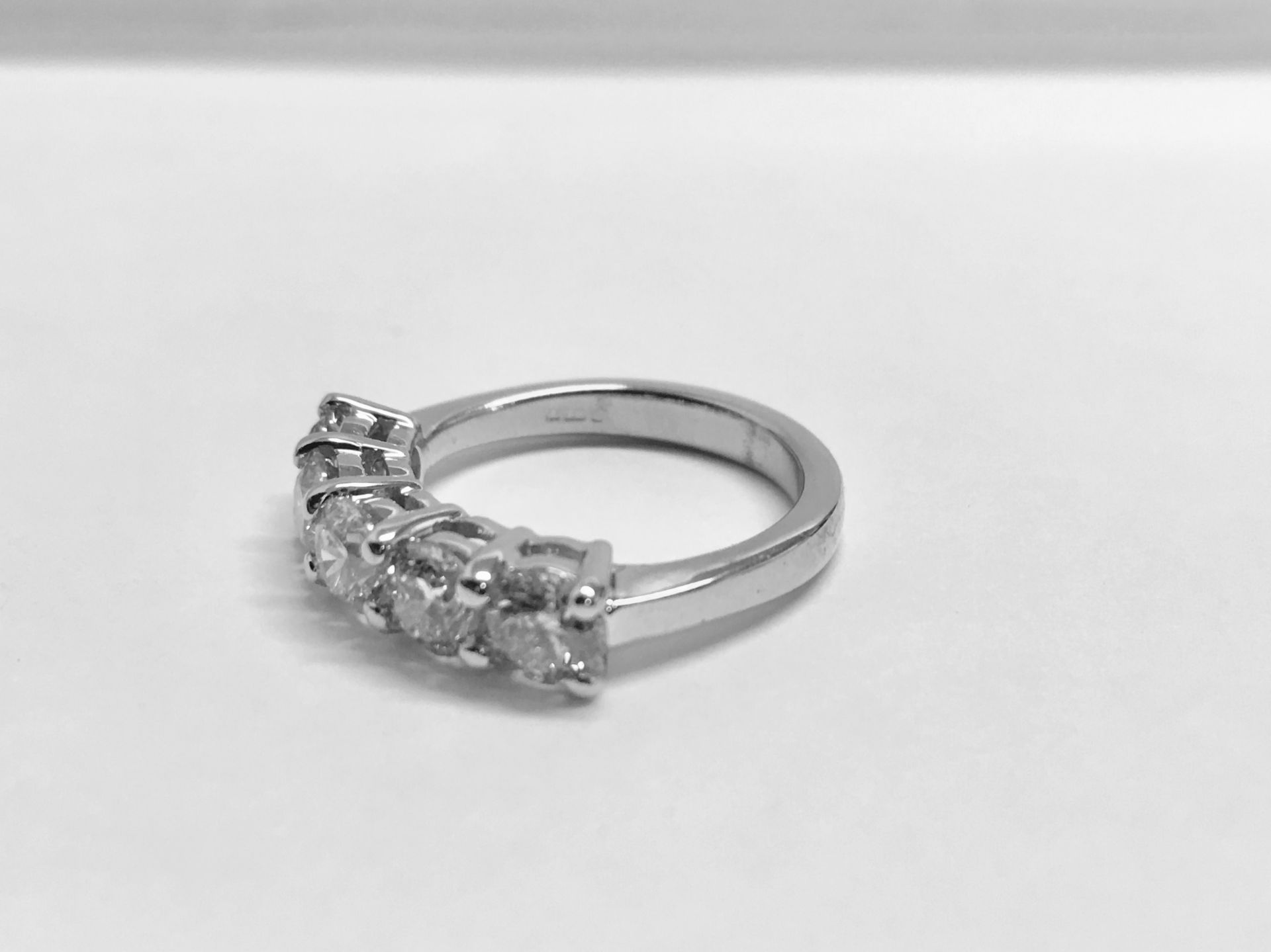 2.00ct diamond five stone ring. 5 brilliant cut diamonds, I/J colour, si2-3 clarity. 4 Claw - Image 6 of 6