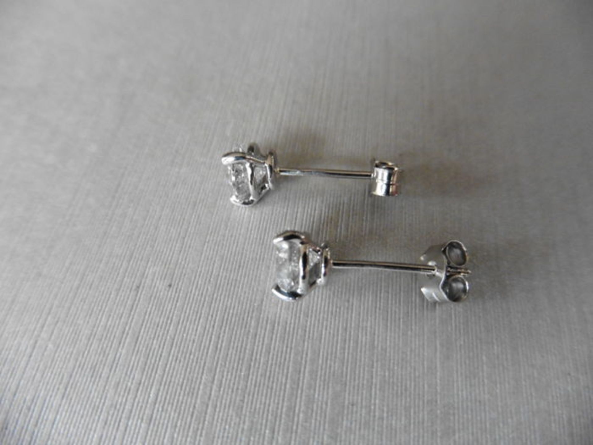 1.40ct diamond solitaire stud earrings set in platinum. I colour, I1-2 clarity. 3 claw setting - Image 2 of 2