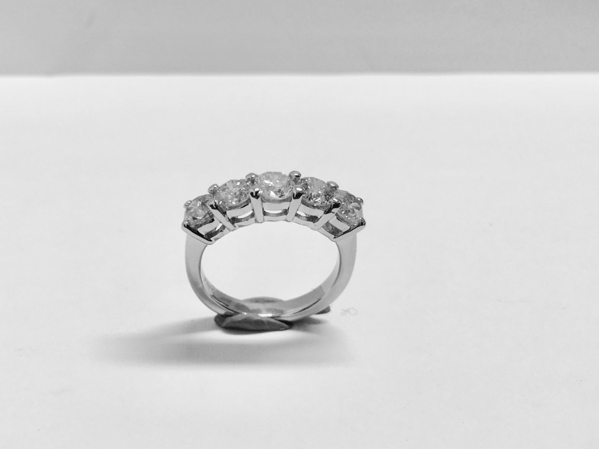 2.00ct diamond five stone ring. 5 brilliant cut diamonds, I/J colour, si2-3 clarity. 4 Claw - Image 3 of 6