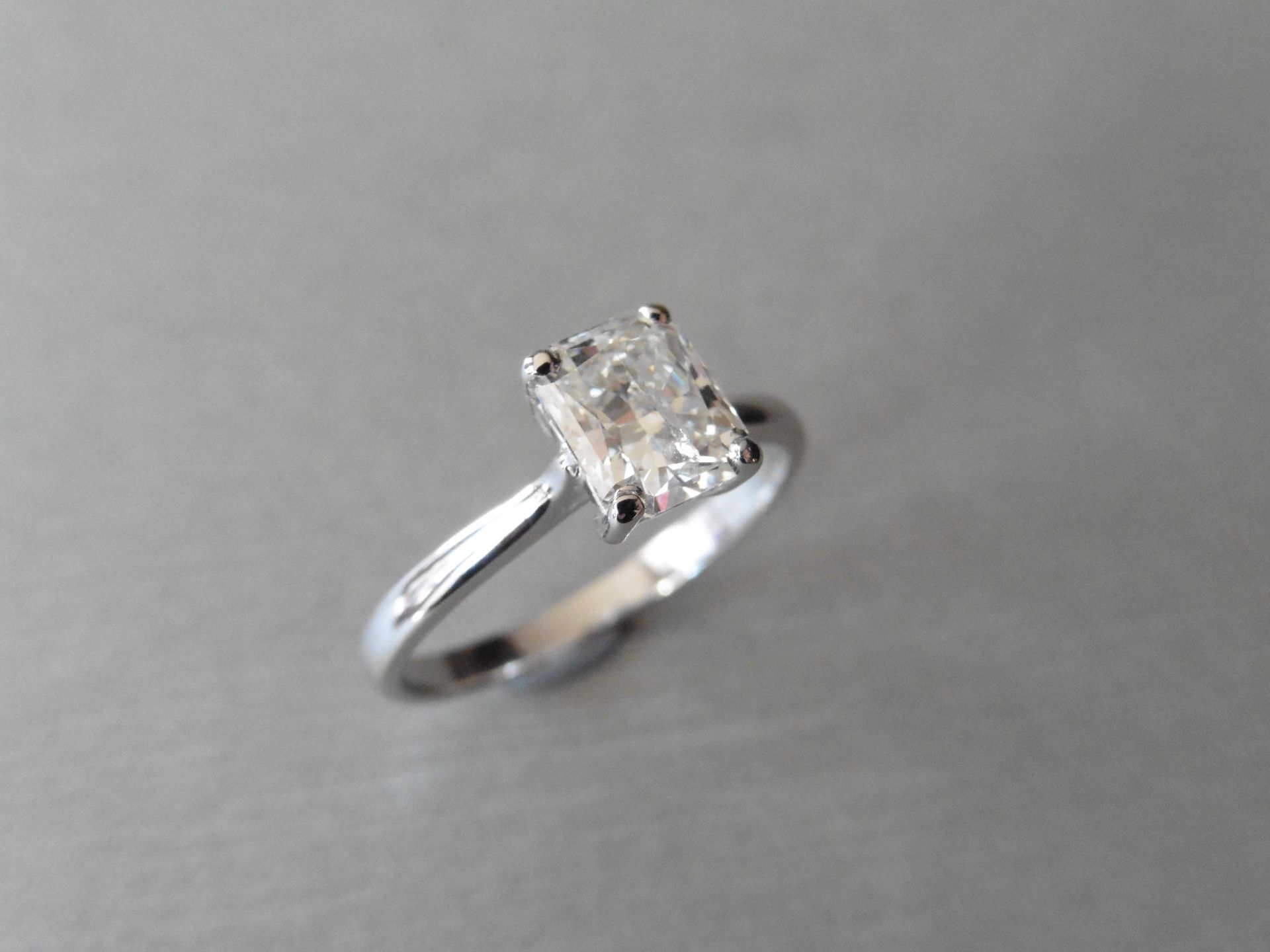 2.14ct Radiant cut diamond,si2 clarity I colour good cut,18ct white gold setting 3.8gms,size L, - Image 3 of 5