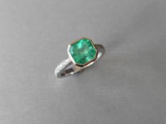 2.55ct natural Columbian emerald ,0.20ct diamond si h colour,handmade ring 18ct white /yellow gold,
