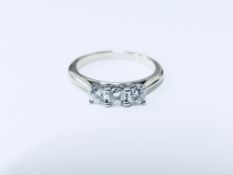 1.50ct diamond three stone,3x 0.50ct h colour i1/2 clarity( natural clarity enhanced),18ct white