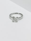 1.50ct diamond solitaire ring set in platinum. Enchanced diamond, H colour and I2 clarity. 4 claw