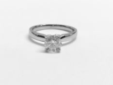 1.02ct diamond solitaire ring,1.02ct h colour i2 clarity set in 18ct white gold 3.5gms uk hallmark