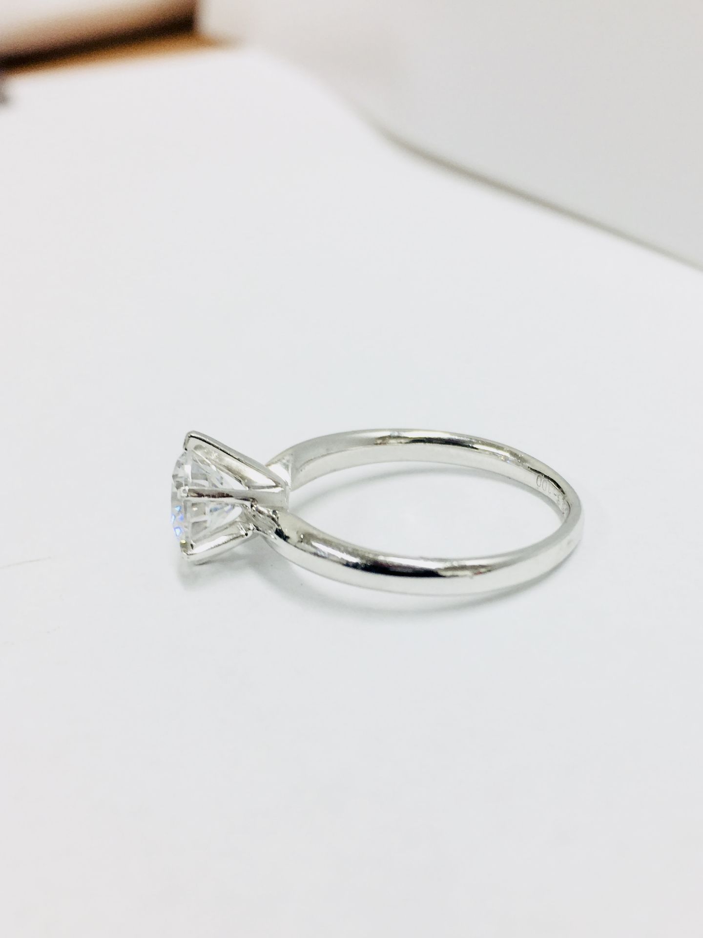 Platinum diamond solitaire ring 6 claw,0.50ct brilliant cut diamond h colour vs clarity enhanced,3. - Image 2 of 3
