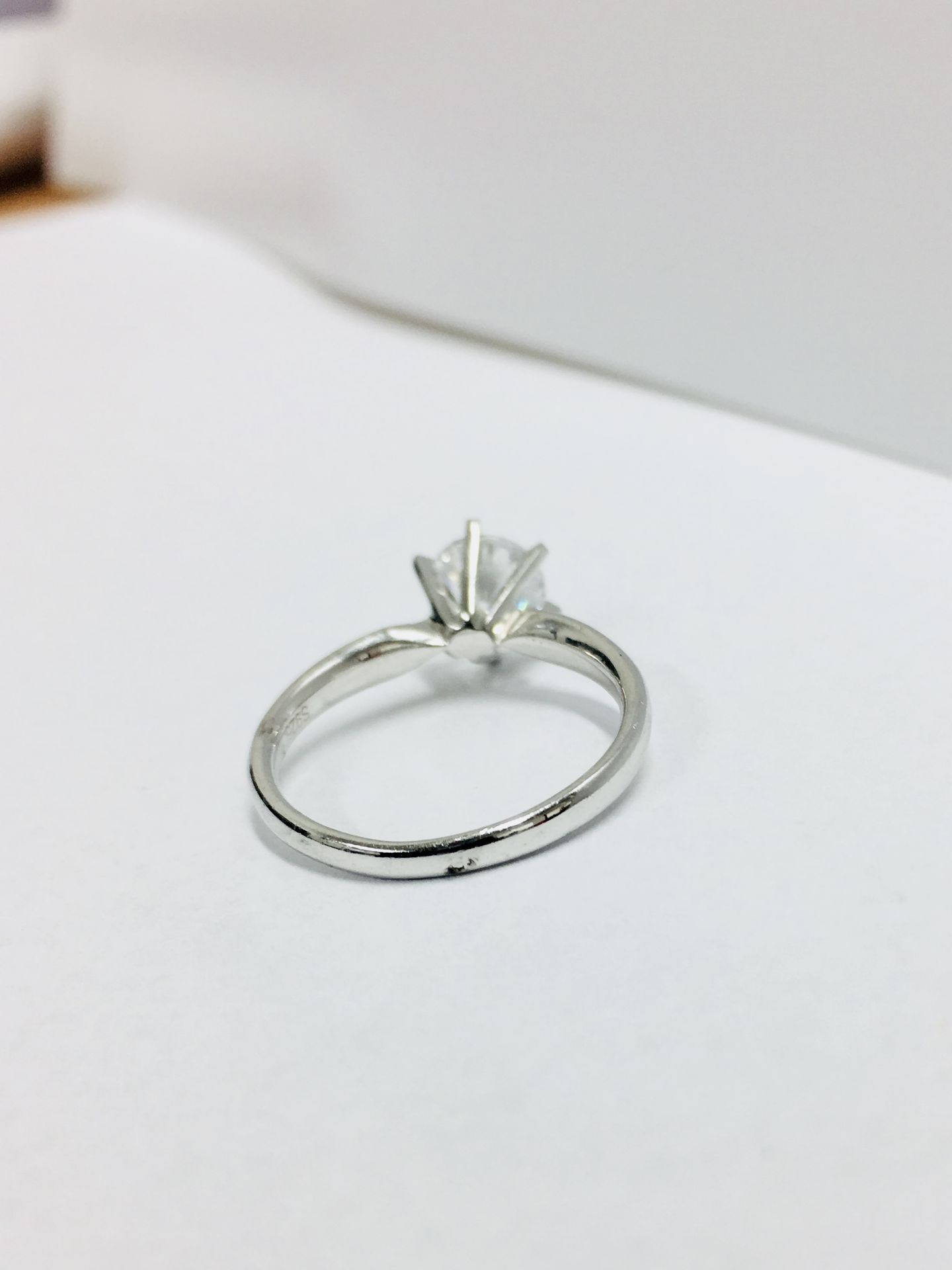 Platinum diamond solitaire ring 6 claw,0.50ct brilliant cut diamond h colour vs clarity enhanced,3. - Bild 3 aus 3