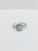 9ct white gold Diamond Halo solitaire ring,0.30ct centre h colour is grade,0.18ct h colour is