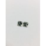 Matching Pair of Asher cut diamonds 3.07ct total fancy grey,si clarity,apprsial 14000