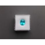 9.25CT OVAL PARAIBA TOURMALINE GIF CERTIFICATION GF16121873 APPRAISAL 42000