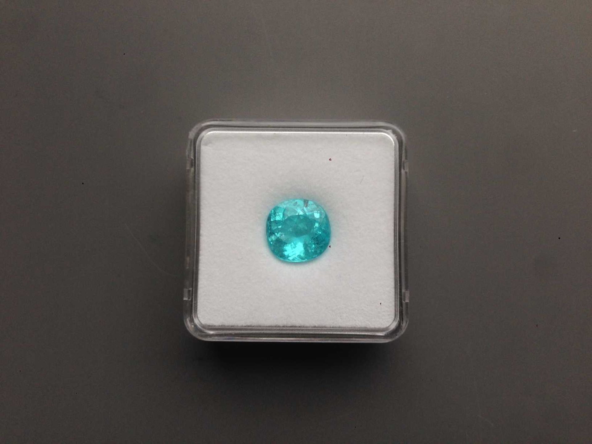 5.32CT CUSHION CUT PARAIBA TOURMALINE AIGS CERTIFICATION GIF16121893 APPRAISAL 20000