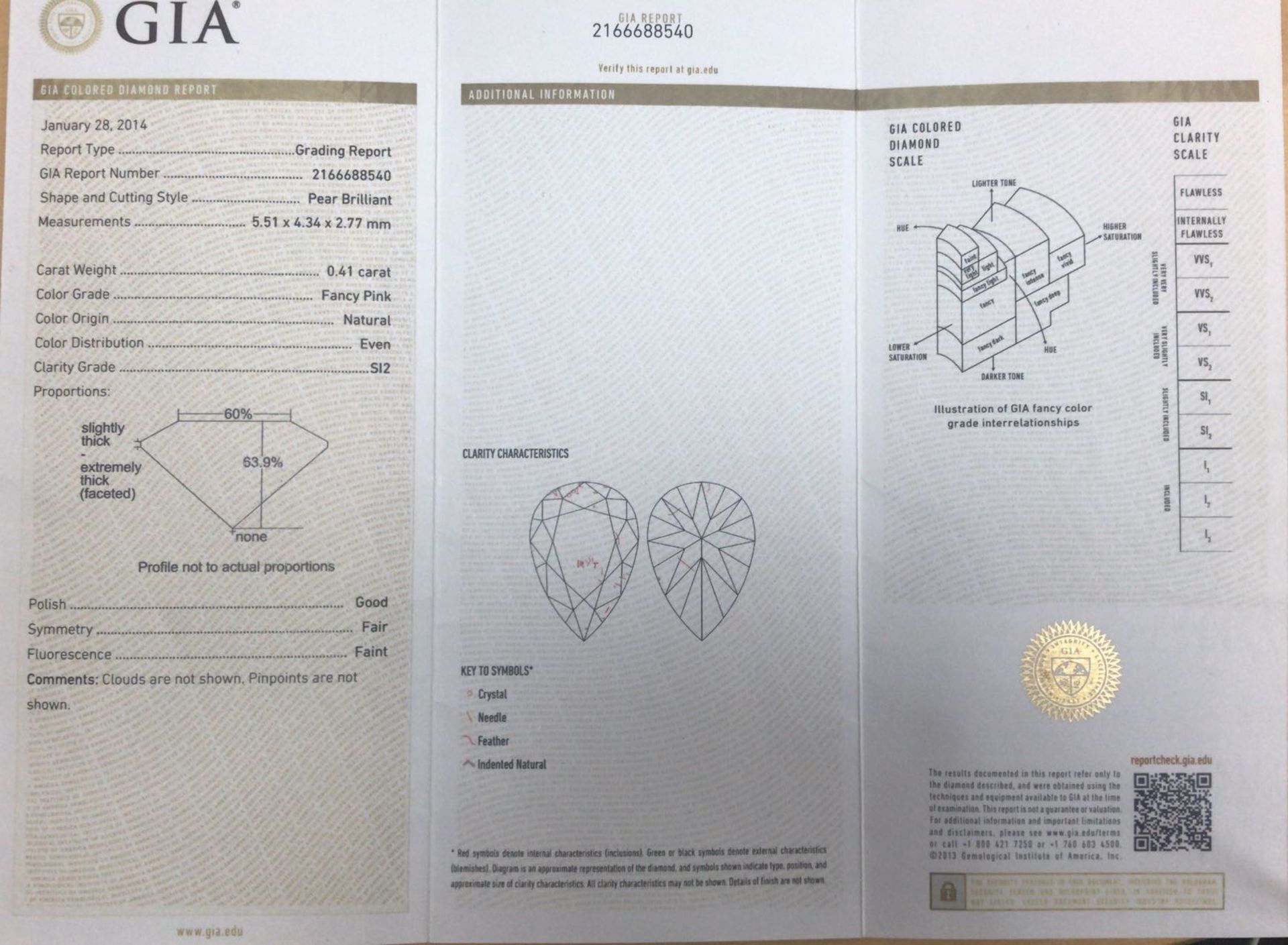 Pink Pearshape diamond ,0.42ct natural pink diamond,GIA certification 2166688540,apprsial 15000 - Bild 3 aus 3