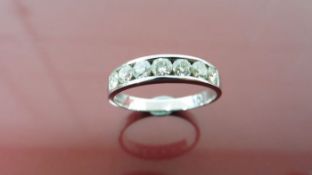 0.70ct diamond eternity band ring set in 9ct white gold. 7 brilliant cut diamonds, I colour, si3