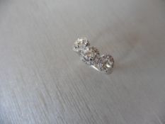 18ct white gold Italian Three stone Halo ring,3x 0.20ct brilliant cutdiamonds si clarity i colour,