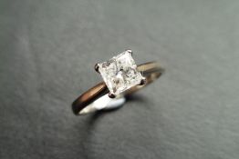 Princess cut simian ring,0.40ct princess cut h color si3 clarity,18ct white gold setting 2.5gms,uk