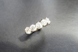 18ct white gold diamond five stone ring 2.50ct,5 x 0.50ct natural brilliant cut diamonds si1 clarity