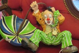 Cast Resin Vintage Clown Holding Umberella