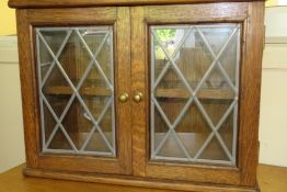 Vintage Oak Display Unit With Lead Glass Doors