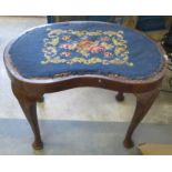 Vintage Cross Stitched Stool With Queen Anne Legs