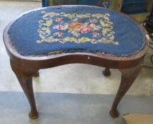 Vintage Cross Stitched Stool With Queen Anne Legs