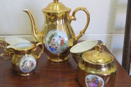 Vintage Bavarian Gilt Decorated Ceramic Tea Set
